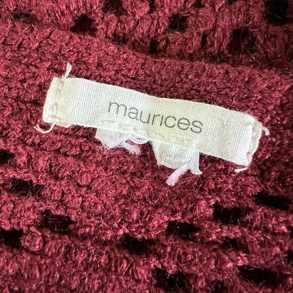 Maurices Womens Long Open Front Sleeveless Crochet Cardigan Duster Fringe Boho - Picture 6 of 6